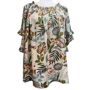 Easel Top Small Women's Floral Print Ruffle Sleeve Off The Shoulder‎